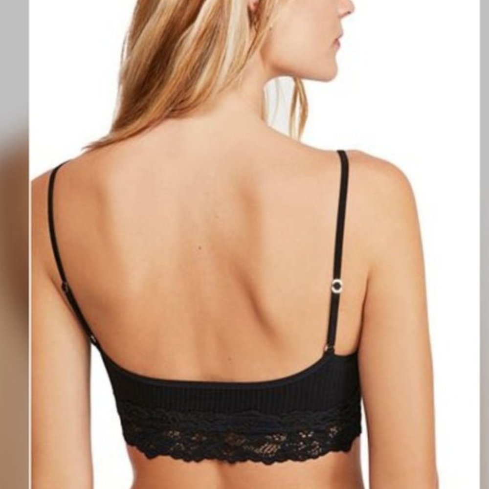 New Free People black LACE TRIM BRALETTE Bra - Picture 3 of 3